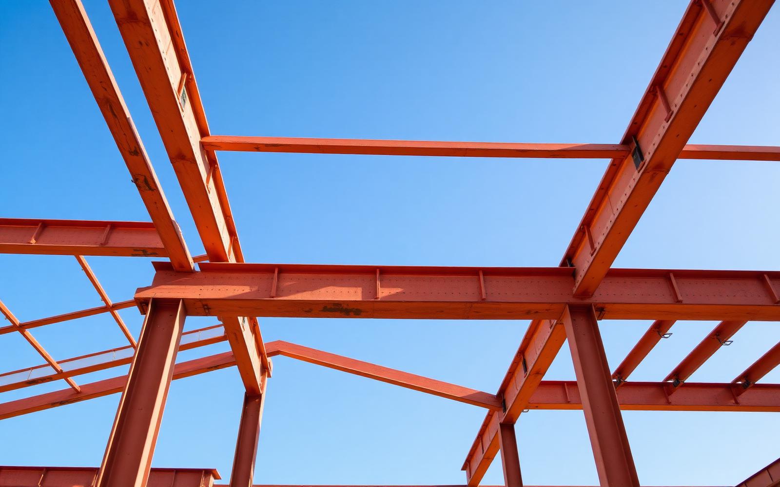 Steel structural frame of a building under construction